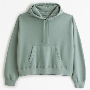 NWOT Abercrombie Men’s Essential Cropped Popover Hoodie - Sage Green